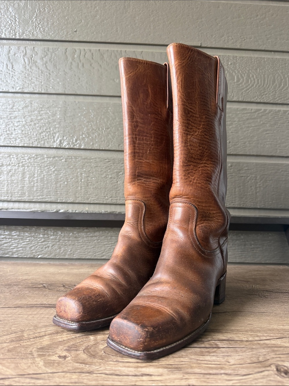 Vintage 1970 Frye Brown Leather Women's Mid-Calf Western Booties Made in USA